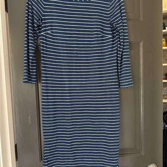 Talbots Navy Striped Long Sleeve Dress - Picture 2 of 2